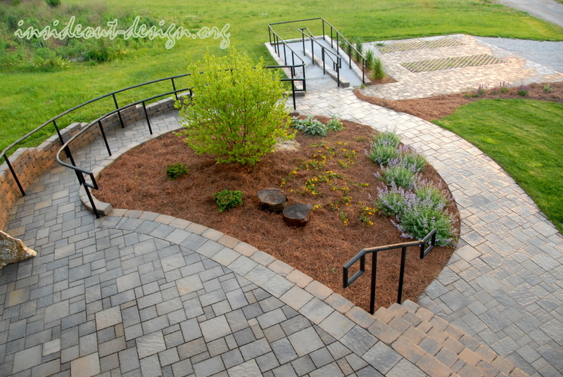 The semi-circle path leading to the office.
